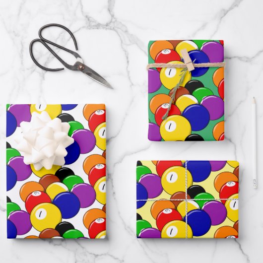 Billard Design Wrapping Paper Sheets Geschenkpapier Set (Vorderseite)