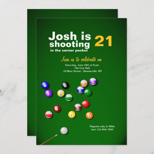 Billard Einladung (Vorne/Hinten)