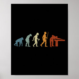 Billard Evolution Billiard Player Retro Vintag Poster