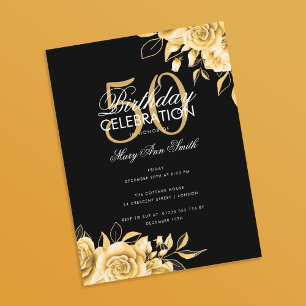 Billard Floral Geburtstagsparty Elegantes Gold & S Postkarte