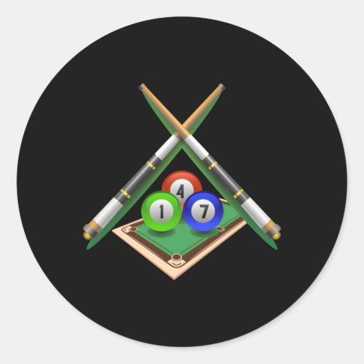 Billard für Billardspiele Runder Aufkleber (Vorderseite)