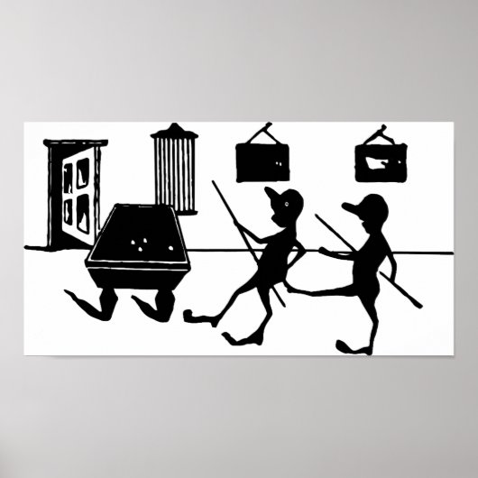 Billard Game Man Cheat Illustration Art Poster (Vorne)