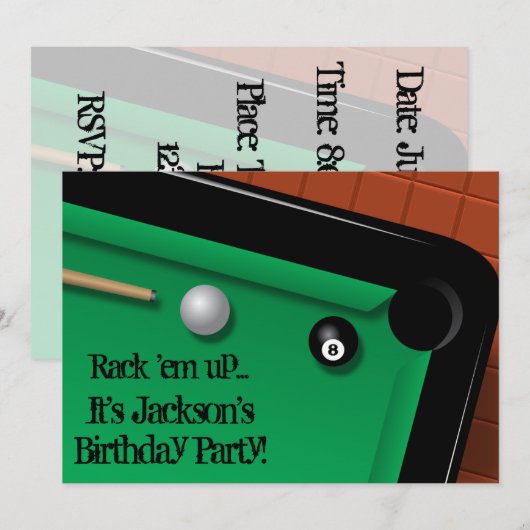 Billard-Geburtstags-Party Einladung (Vorne/Hinten)