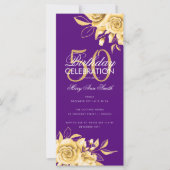 Billard Geburtstagsparty Elegantes Gold & Lila (Vorderseite)