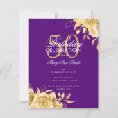 Billard Geburtstagsparty Elegantes Gold & Lila Einladung (Vorderseite)