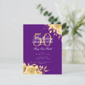 Billard Geburtstagsparty Elegantes Gold & Lila Einladung (Stehend Vorderseite)