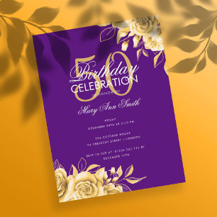 Billard Geburtstagsparty Elegantes Gold & Lila Postkarte