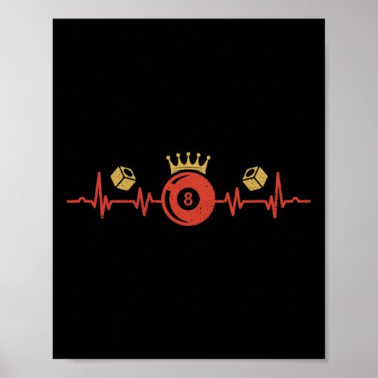 Billard Heartbeat 8 Ball Pool Player Billiard Sh Poster (Vorne)