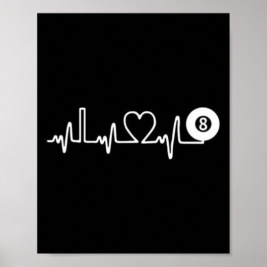 Billard Herzschlag! Ich Liebe Billard! Pool Player Poster (Vorne)