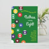 Billard Kindergeburtstag Party Sports Einladung (Stehend Vorderseite)