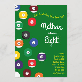 Billard Kindergeburtstag Party Sports Einladung
