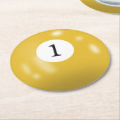 Billard Nummer 1 Ball Runder Pappuntersetzer (Angewinkelt)