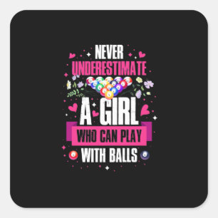 Billard Player Dieses Mädchen kann Billard Billard Quadratischer Aufkleber