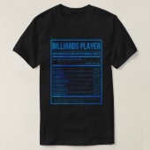 Billard Player Informationen und ernährungsphysiol T-Shirt (Design vorne)