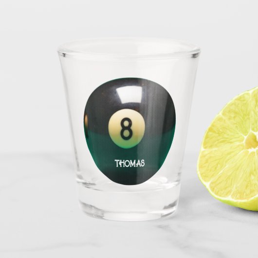 Billard Pool Aight Ball Personalisiert Shot Glass Schnapsglas (Vorderseite)