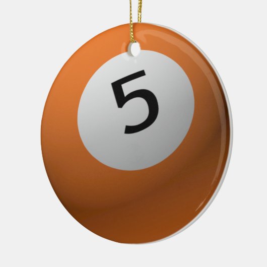 BILLARD-/POOL-BALL-WEIHNACHTSverzierung 5 (FÜNF) Keramik Ornament (Links)