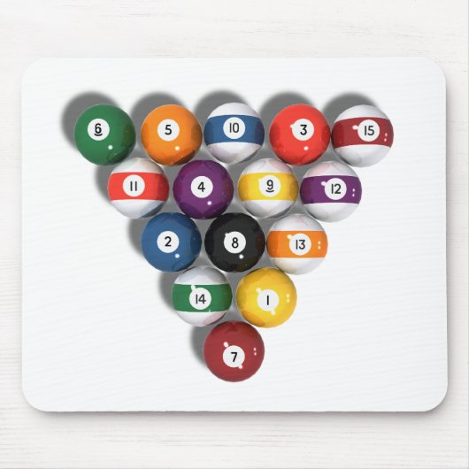 Billard/Pool-Bälle mit Tropfen-Schatten: Mousepad (Vorne)
