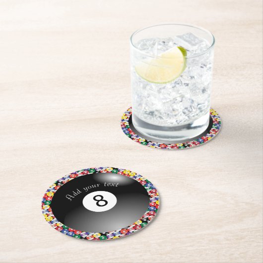 Billard-Pool-Bälle Solid Number Acht Runder Pappuntersetzer (Vor Ort)