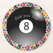 Billard-Pool-Bälle Solid Number Acht Runder Pappuntersetzer (Vorderseite)