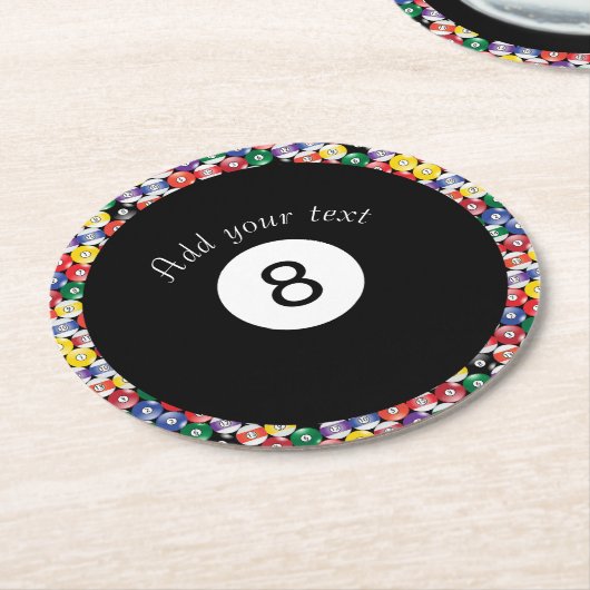 Billard-Pool-Bälle Solid Number Acht Runder Pappuntersetzer (Angewinkelt)
