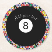 Billard-Pool-Bälle Solid Number Acht Runder Pappuntersetzer (Vorderseite)