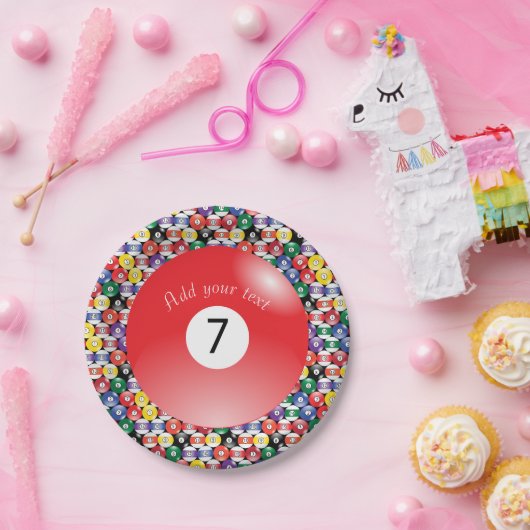 Billard-Pool-Bälle Solid Number Sieben Pappteller (Party)