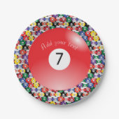 Billard-Pool-Bälle Solid Number Sieben Pappteller (Vorderseite)