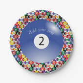 Billard-Pool-Bälle, Solid Nummer zwei Pappteller (Vorderseite)