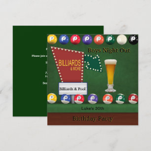 Billard-Pool-Manns-Geburtstagsfeier-Nacht-Bier Einladung