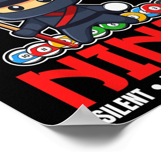 Billard Pool Ninja 8 Ball Funny Men Jungs Kinder B Poster (Ecke)