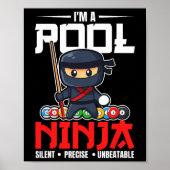 Billard Pool Ninja 8 Ball Funny Men Jungs Kinder B Poster (Vorne)