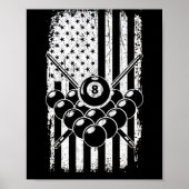 Billard Pool Player American USA Flag Poster (Vorne)