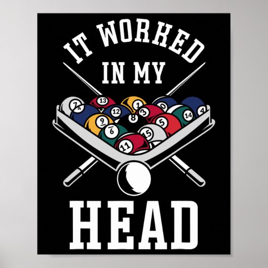 Billard Pool Player Ball, der in meinem Kopf funkt Poster (Vorne)