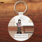 Billard, Pool Player - Cartoon Schlüsselanhänger (Vorderseite)