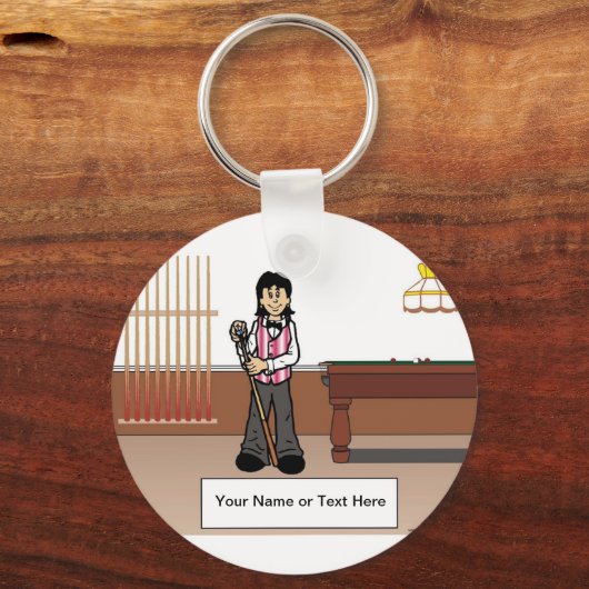 Billard, Pool Player - Cartoon Schlüsselanhänger (Vorderseite)