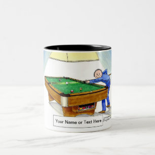 Billard, Pool Player Cartoon Zweifarbige Tasse