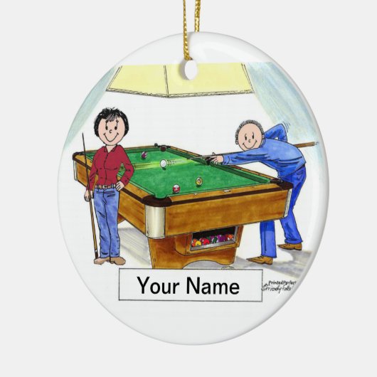 Billard, Pool Player Couple Keramik Ornament (Links)