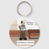 Billard, Pool Player - Männlicher Cartoon Schlüsselanhänger (Vorderseite)