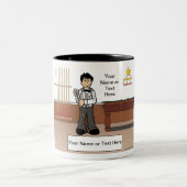 Billard, Pool Player - Männlicher Cartoon Zweifarbige Tasse (Mittel)
