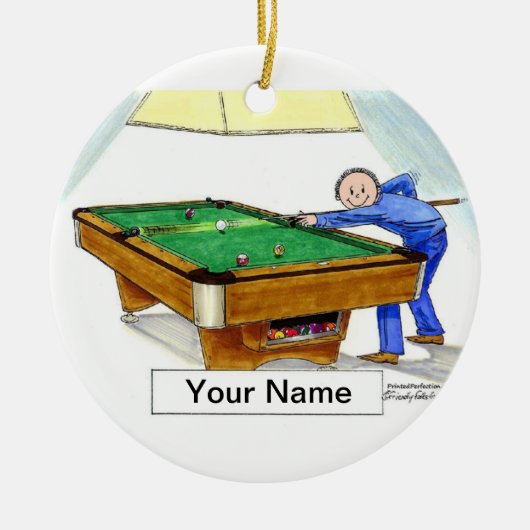 Billard, Pool-Spieler - Mann Keramik Ornament (Vorne)