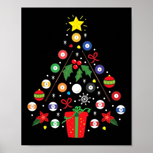 Billard Pool Spieler Weihnachtsschmuck Treff Poster (Vorne)