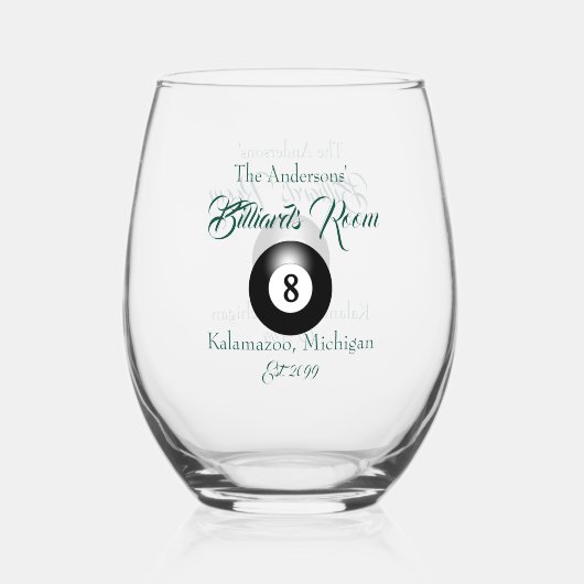 Billard Pool Zimmer 8 Ball Cocktail Weinglas Ohne Stiel (Vorderseite)