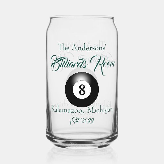 Billard Pool Zimmer 8 Ball Trinkbehälter Beer Dosenglas (Vorderseite)