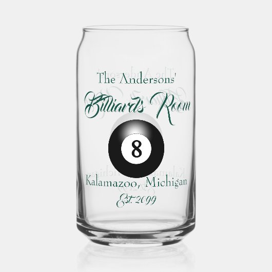 Billard Pool Zimmer 8 Ball Trinkbehälter Beer Dosenglas (Rückseite)
