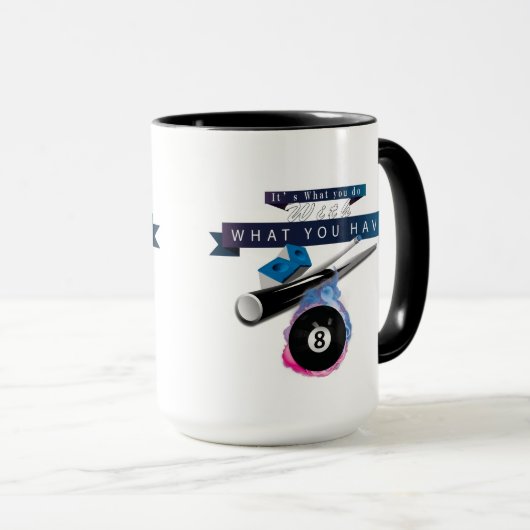 Billard & Poolkaffee Tasse mit Meme, Quot (VorderseiteRechts)