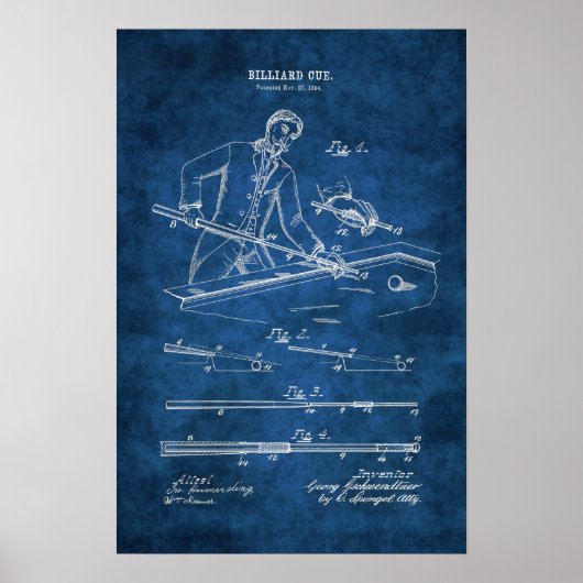 Billard Poster Patent Art Nr. 7 Poolzimmer Dekorat (Vorne)