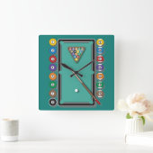 Billard Quadratische Wanduhr (Zuhause)