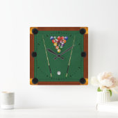 Billard Quadratische Wanduhr (Zuhause)