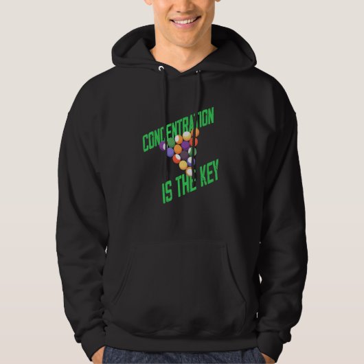 Billard Queue Konzentrationsdesign Hoodie (Vorderseite)