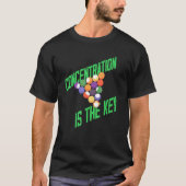 Billard Queue Konzentrationsdesign T-Shirt (Vorderseite)